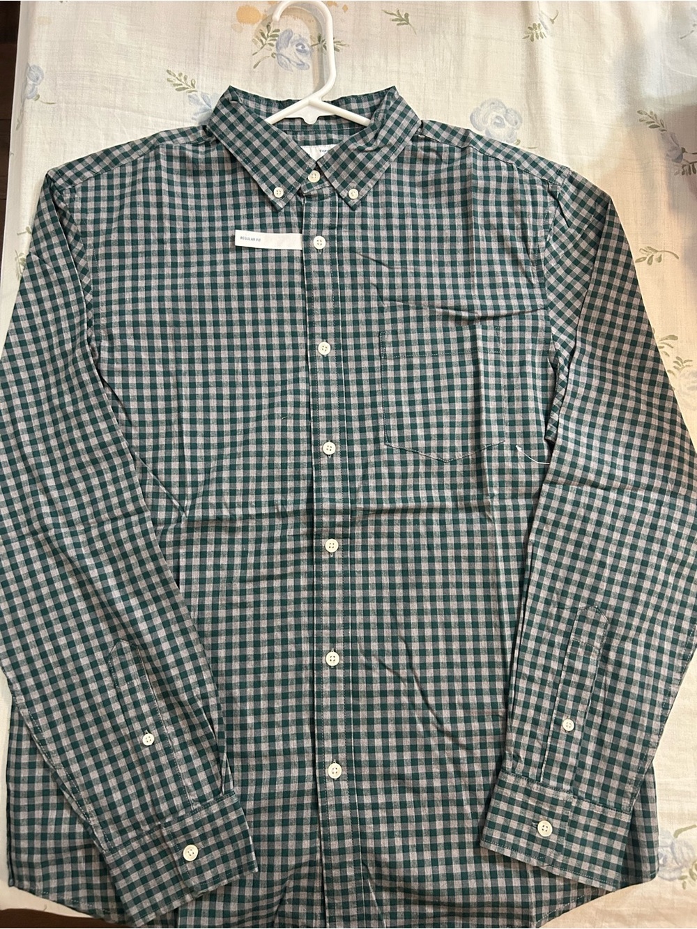 Old Navy Green and White Check Button-Down Shirt